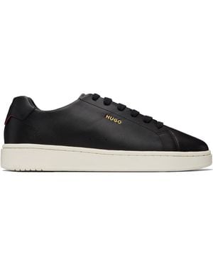 HUGO Logo Nappa Leather Trainers - Black
