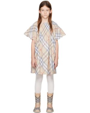 Burberry キッズ｜ベージュ チェック コットン ワンピース - マルチカラー