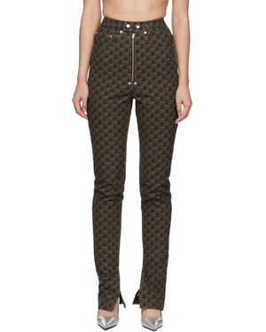 BONBOM Monogram Slit Bottom Jeans - Black
