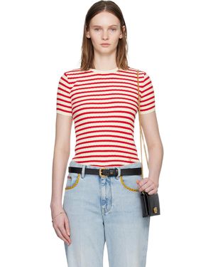 Valentino Knit Stripe Short Sleeve Jumper - Red