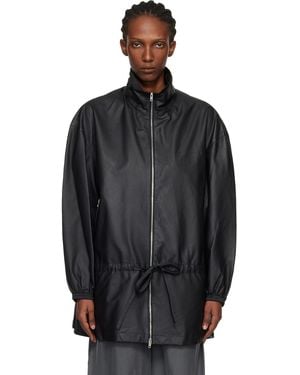 Alexander Wang Drop Waist Bonded Leather Jacket - Black