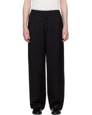 Ami Paris Blended Linen Elasticated Waist Trousers - Black