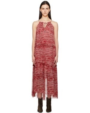 Isabel Marant レッド Alita シフォン マキシワンピース