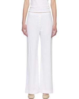 Leset Pointelle Boxer Lounge Trousers - White