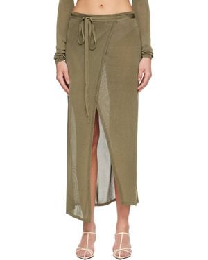 Frankie Shop Khaki Alsen Thin Knit Wrap Maxi Skirt - Green