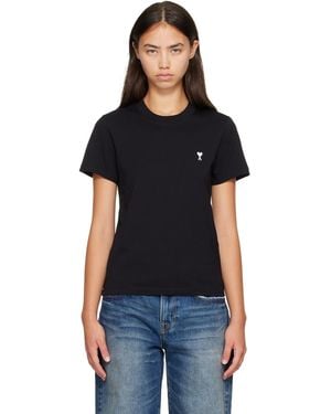 Ami Paris T-Shirt Noir En Coton À Logo Ami De Cœur