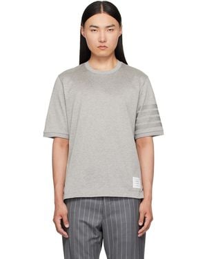 Thom Browne T-Shirt Gris En Jersey À Quatre Rayures