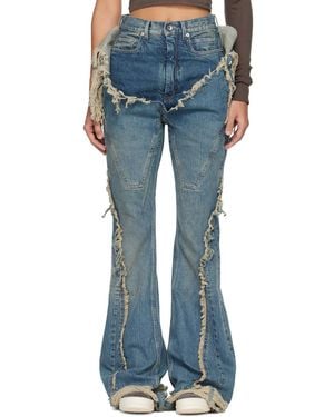 Rick Owens Temple Slivered Bootcut Jeans - Blue