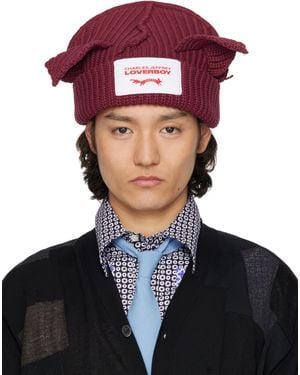 Charles Jeffrey バーガンディ Chunky Ears ビーニー - ブラック