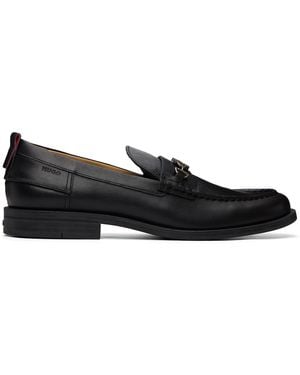 HUGO Stacked-Logo Bit Loafers - Black