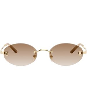 Cartier Signature C Oval Rimless Sunglasses - Black