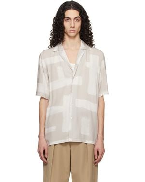 BOSS Taupe Regular-Fit Maxi Print Shirt - Multicolour