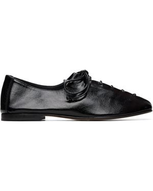 Hereu Chaussures Plegada Noires En Cuir Brillant Froissé