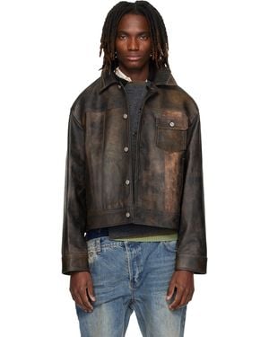 ANDERSSON BELL Leather Patchwork Trucker Jacket - Black