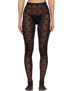Marine Serre Moonogram Mesh Flock Tights - Black