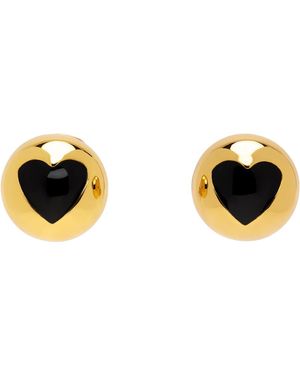 Moschino ゴールド& Heart Buttons イヤリング - ブラック