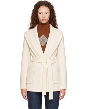 Mackage Off- Paya-Z Wool Wrap Sash Belt Coat - Natural