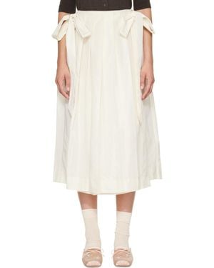 Simone Rocha Off- Pleated Sheer Panel Wrap Midi Skirt - White