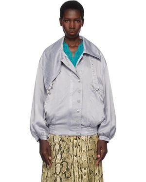 Dries Van Noten ブルー ツイル ボンバージャケット - グレー