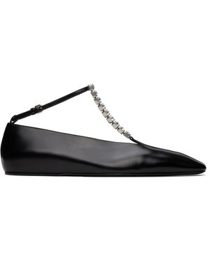 Jil Sander スクエアトゥ フラットシューズ - ブラック