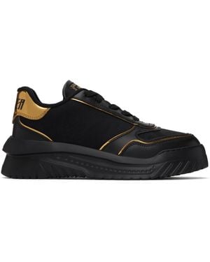 Versace Logo Metallic Trim Trainers - Black