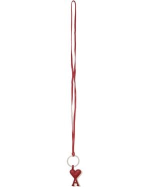 Ami Paris Ami De Coeur Cowhide Leather Keychain - Metallic