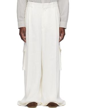 Dries Van Noten ホワイト リネン カーゴパンツ