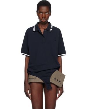 Pushbutton Pique Shirt Bodysuit - Blue