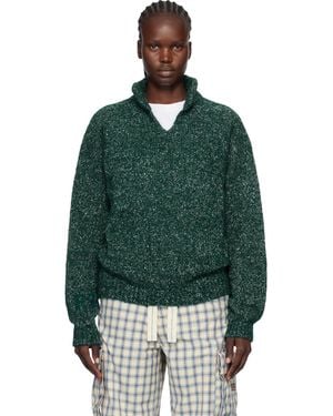 ERL Polo Vert En Tricot D'Alpaga À Col Droit