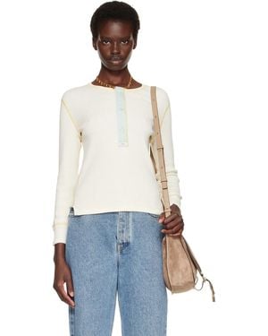 Chloé Off- Fitted Cotton Jersey Henley - White