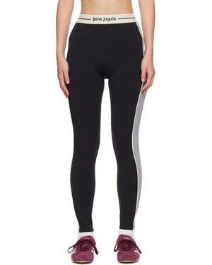 Palm Angels Logo Colour-Block Active Leggings - Black