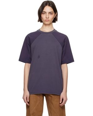 JW Anderson ネイビー ガーメントダイ オーバーサイズ Tシャツ - パープル