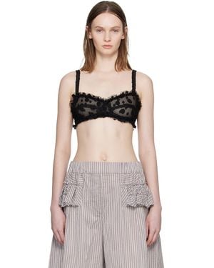 Dries Van Noten Polka Dot Mesh Bralette - Black