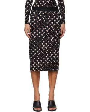 Marine Serre Moon Printed Jersey Midi Skirt - Black