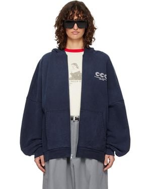 Willy Chavarria 'Ccc' Hooligan Zip Through Hoodie - Blue