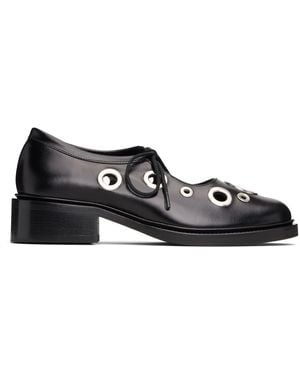 Nicole Saldaña Fabiana Eyelet Loafers - Black