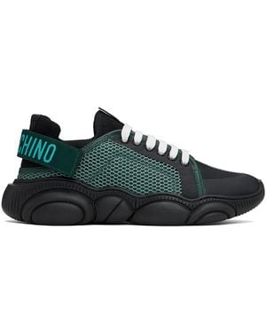 Moschino Black & Green Logo Tape Teddy Sneakers