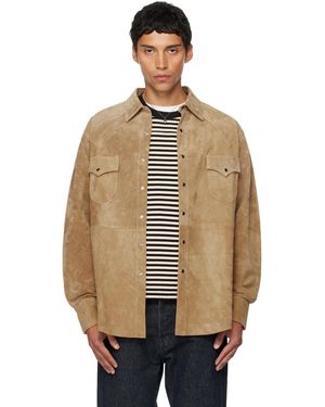 Carter Young Tan Suede Western Overshirt - Natural