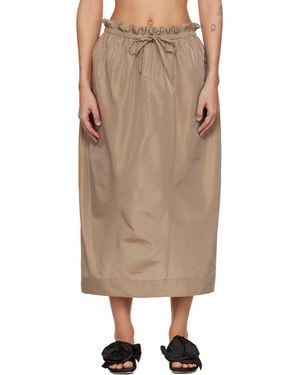 Simone Rocha Tan Gathered Waist Tulip Midi Skirt - Brown
