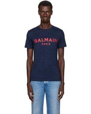 Balmain Printed Paris' T-Shirt - Blue