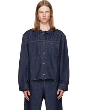 Helmut Lang Cropped Denim Trucker Jacket - Blue