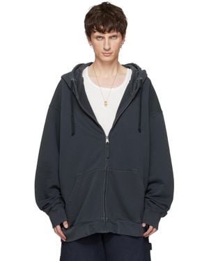 Maison Margiela Embroidered Logo Hoodie - Blue