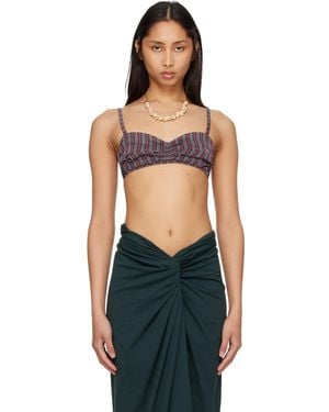 Dries Van Noten Burgundy Viscose Silk Bra - Black