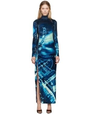 Jean Paul Gaultier Pigalle Gathered Velvet Dress - Blue