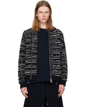 Sacai Mix Knit Blouson Cardigan - Black