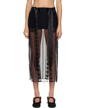 Simone Rocha Ribbon Daisy Chain Multi Slit Maxi Skirt - Black