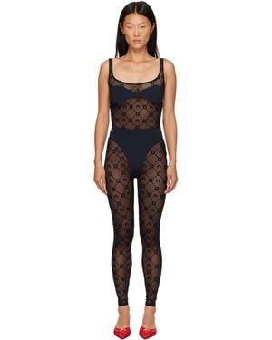 Marine Serre Monogram Mesh Flock Jumpsuit - Black