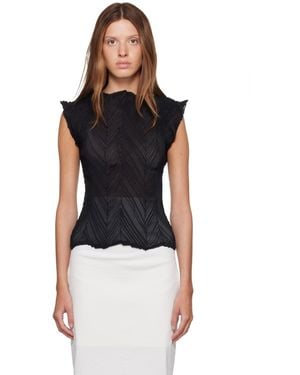 Issey Miyake Zigzag Pleats Top - Black