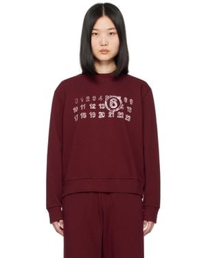 MM6 by Maison Martin Margiela バーガンディ ロゴプリント スウェットシャツ - レッド