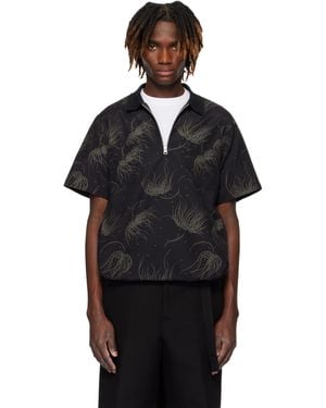 Sacai Dot Flower Print Polo - Black